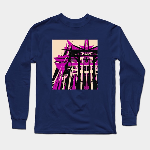 Abstract Industrial: violet, peach, black Long Sleeve T-Shirt by artbleed